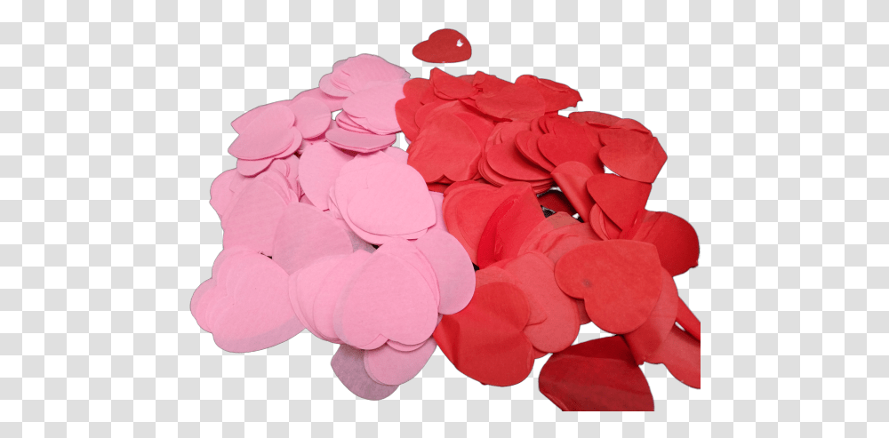 Red Pink Love Heart Paper Confetti Plush, Petal, Flower, Plant, Blossom Transparent Png