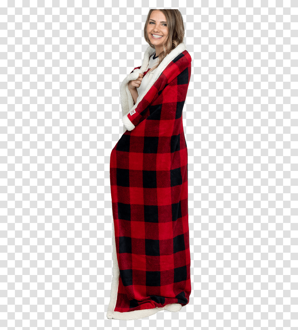 Red Plaid Sherpa Throw Blanket Image Plaid, Person, Scarf, Dress Transparent Png