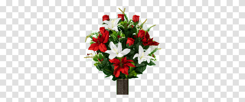 Red Poinsettia And White Lily 25th Wedding Anniversary Flower Arrangements, Plant, Blossom, Flower Bouquet, Graphics Transparent Png
