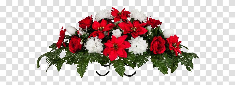 Red Poinsettia With White Mums And Roses Flowers For Death, Plant, Blossom, Flower Bouquet, Flower Arrangement Transparent Png