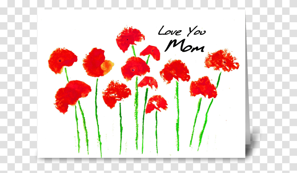 Red Poppies For Mom Greeting Card Dianthus, Plant, Flower, Blossom, Carnation Transparent Png