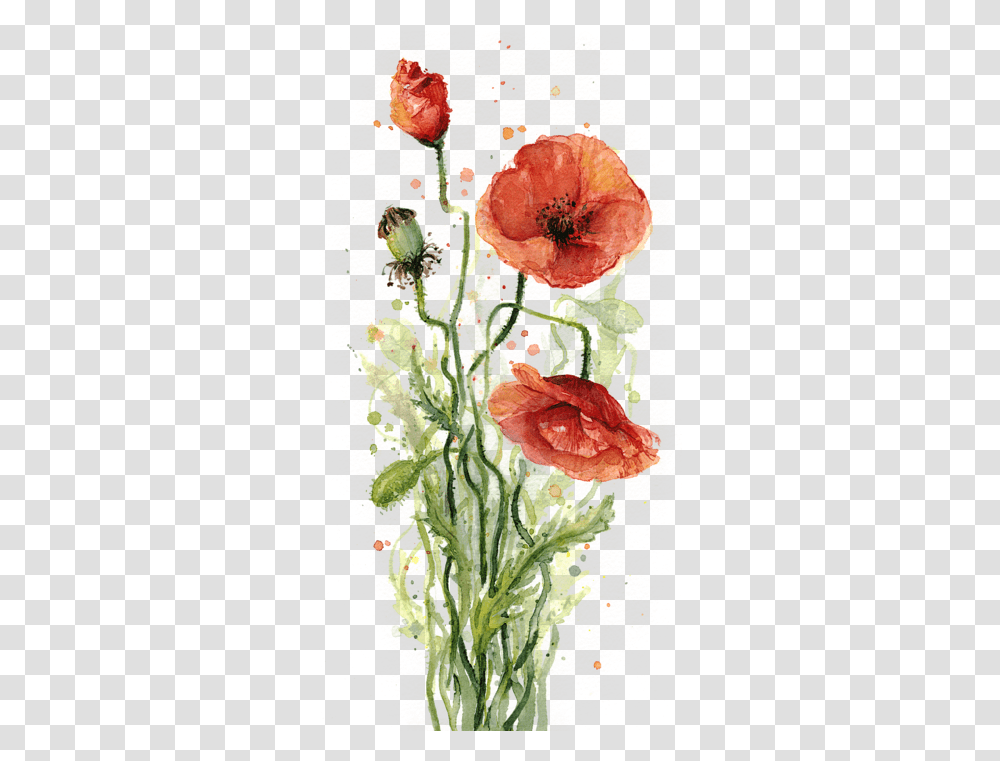 Red Poppies Watercolor Portable Battery Charger Water Color Painting Of Plants, Flower, Art, Poppy, Produce Transparent Png