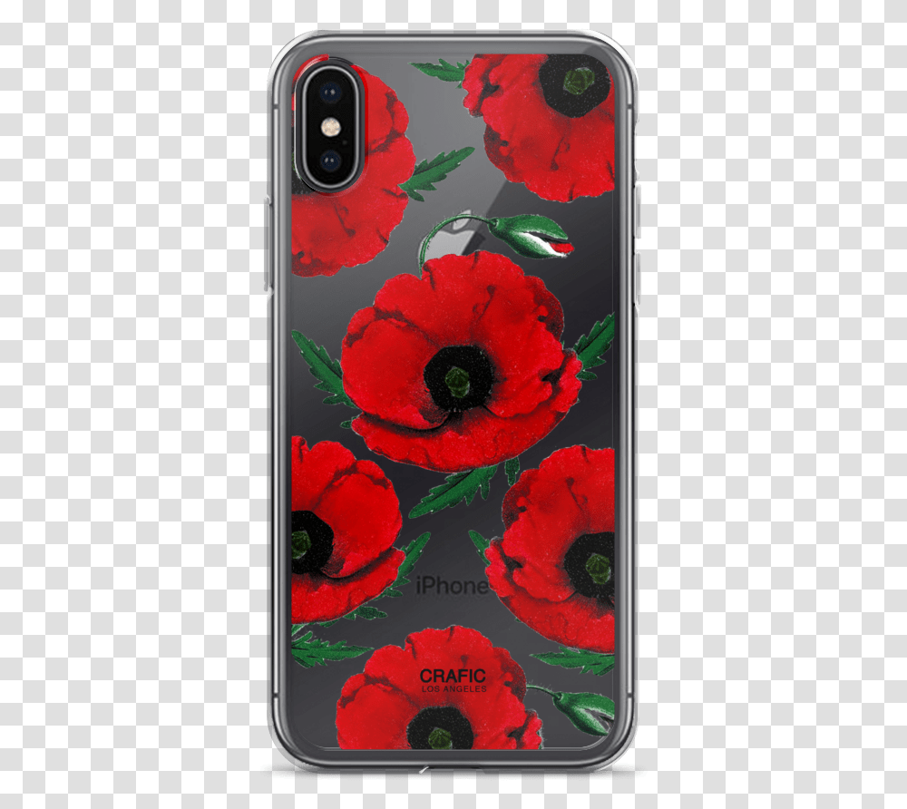 Red Poppy Iphone X Case Mobile Phone Case, Electronics, Cell Phone, Plant, Flower Transparent Png