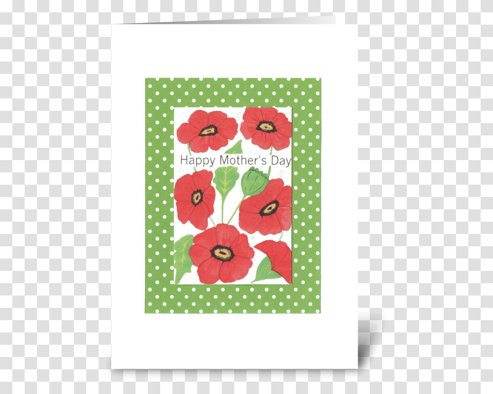 Red Poppy Mother's Day Greeting Card Greeting Card, Rug, Applique, Pattern Transparent Png