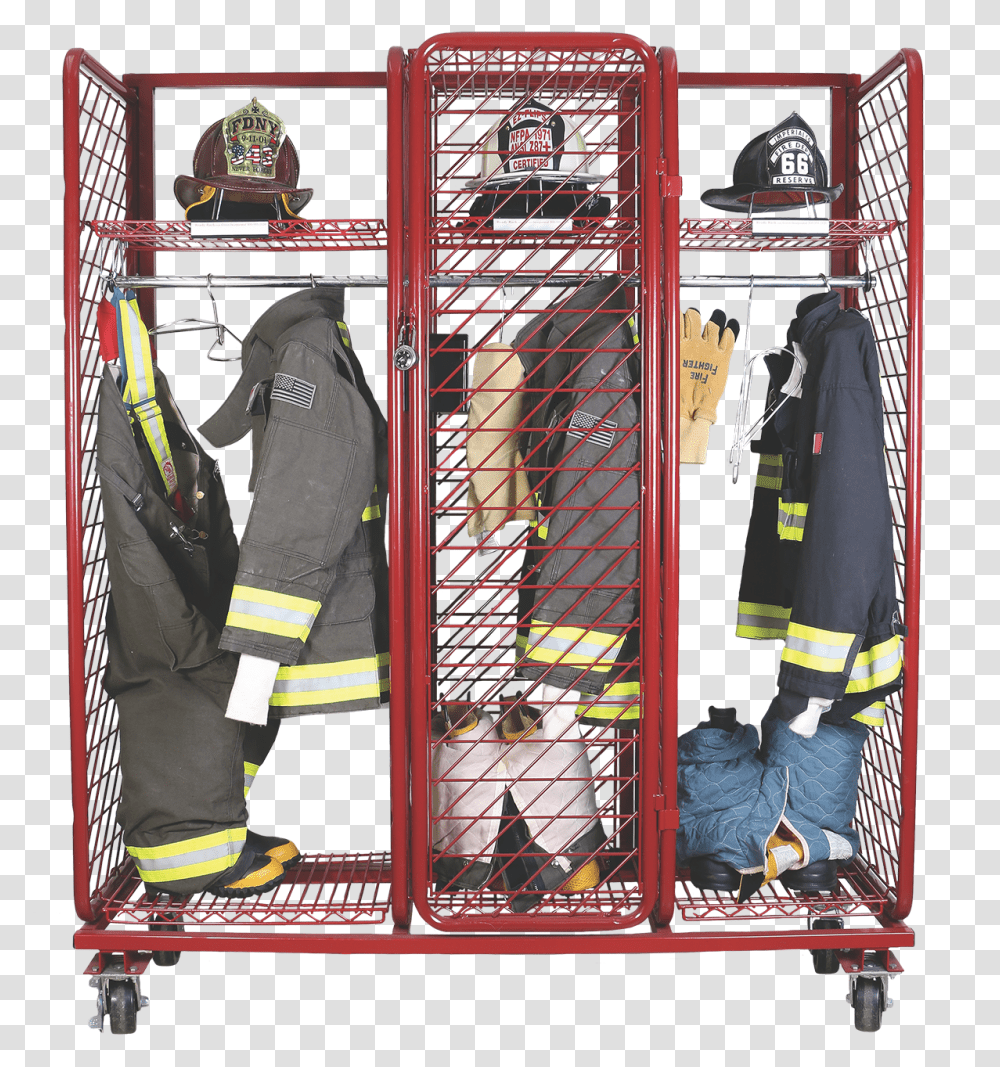 Red Rack Mobile, Fireman, Person, Human, Furniture Transparent Png