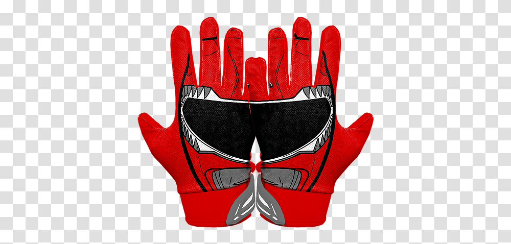 Red Ranger Football Gloves Power Rangers Football Gloves, Clothing Transparent Png