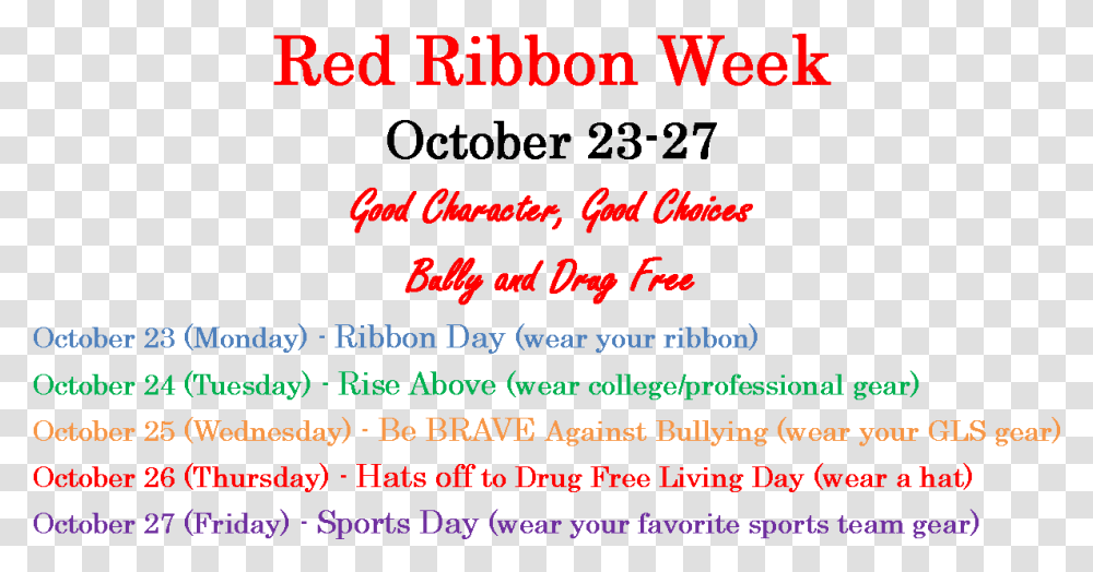 Red Ribbon Week Flyer Orange, Handwriting, Alphabet, Calligraphy Transparent Png