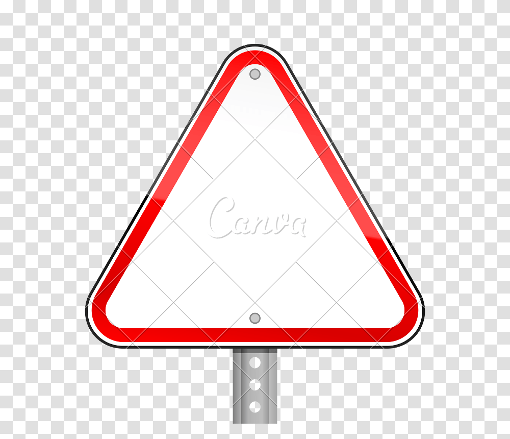 Red Road Blank Sign On Metal Pole, Road Sign, Triangle, Stopsign Transparent Png