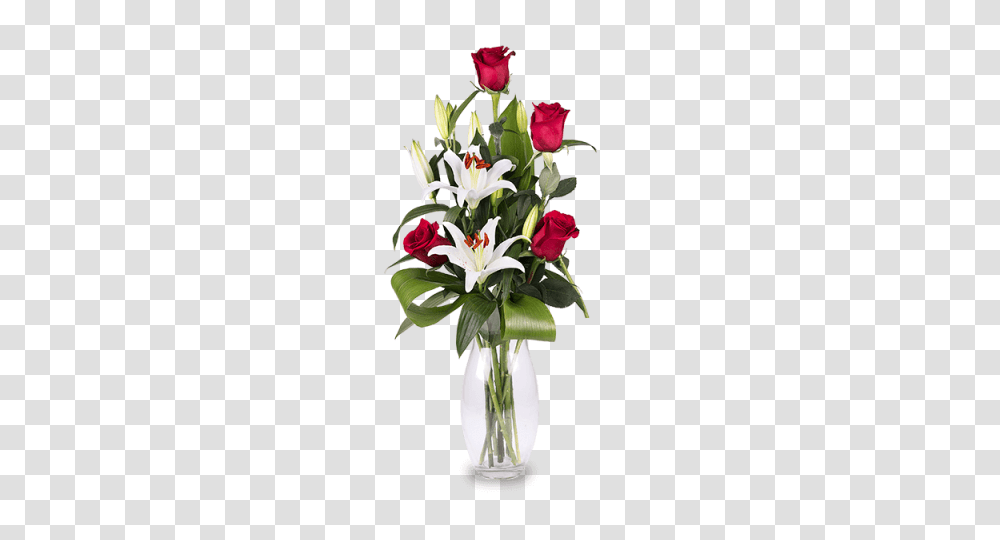 Red Rose And White Lily Bouquet, Plant, Flower, Blossom, Flower Bouquet Transparent Png