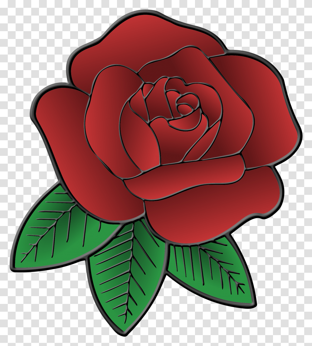 Red Rose With Leaves Free Svg Rose Flower Drawing, Plant, Blossom, Spiral Transparent Png