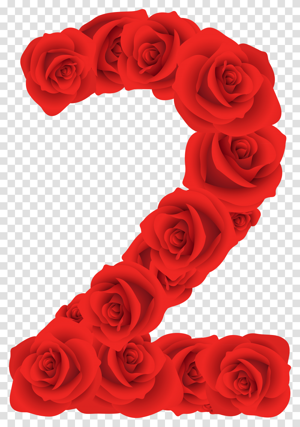 Red Roses Number Two Clipart Image Rose Number, Flower, Plant, Blossom Transparent Png