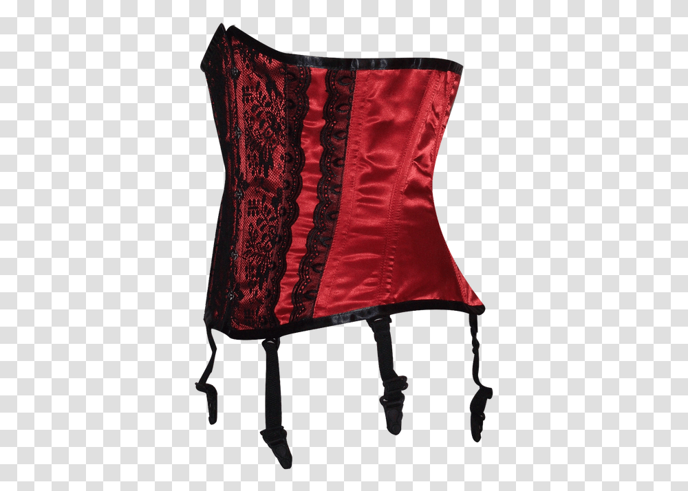 Red Satin Waist Shaper With Black Lace Detail Cushion, Apparel, Corset, Velvet Transparent Png
