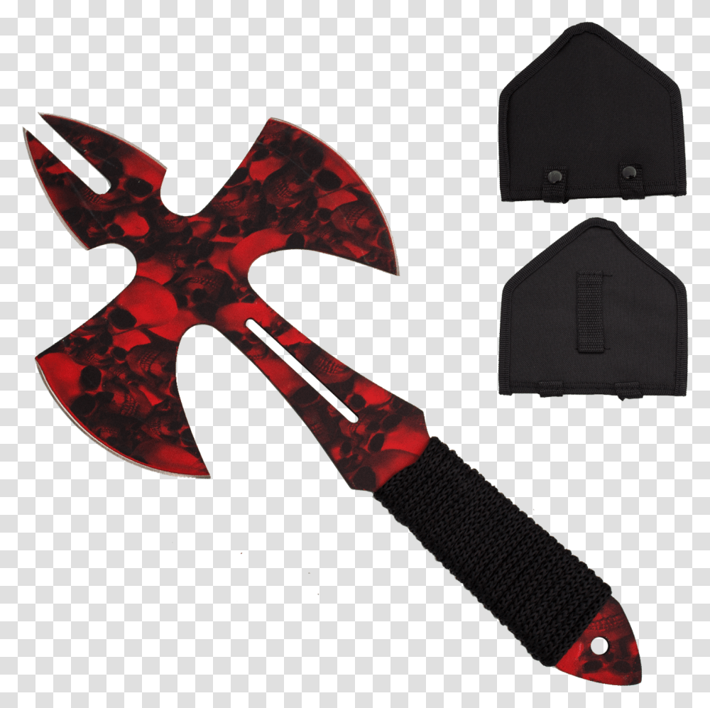 Red Skull Medieval Style Throwing Axe Black And Red Axe Fantasy, Tool Transparent Png