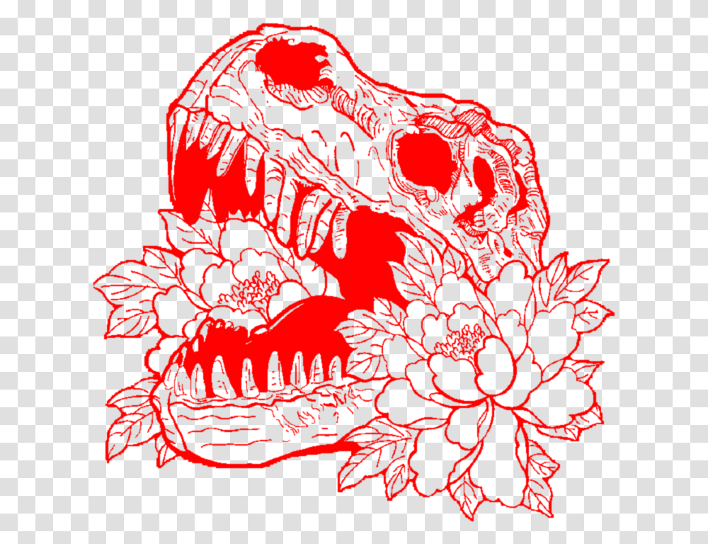 Red Skull Skeleton Flower Flowers Rose Aesthetic Flower Line Art, Graphics, Pattern, Nature, Sea Transparent Png