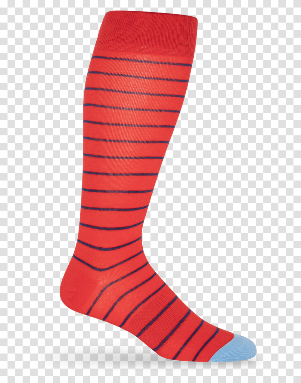 Red Sock With Navy Blue Stripes, Apparel, Shoe, Footwear Transparent Png
