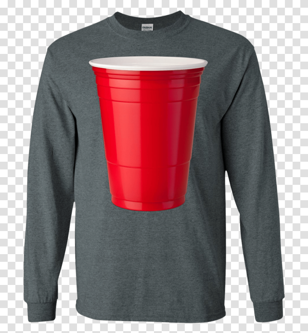 Red Solo Cup Party Beer Drinking By Zany Brainy Apparel Shirt, Long Sleeve, Coffee Cup, Person Transparent Png