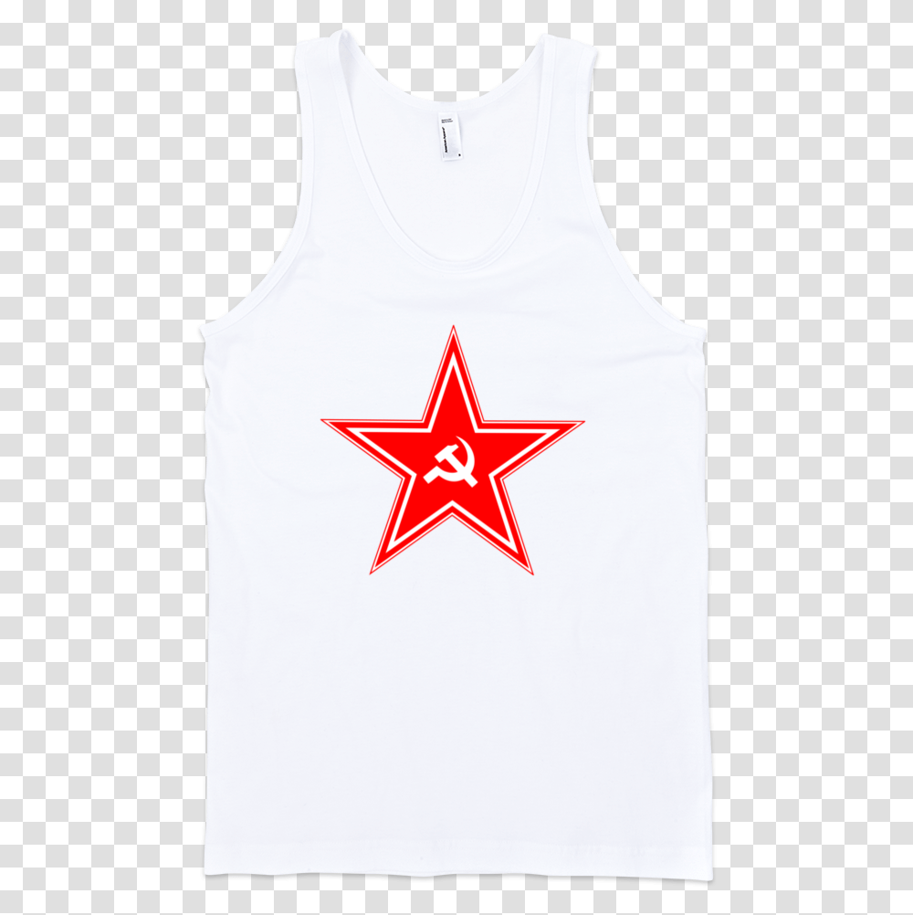Red Star Fine Jersey Tank Top Unisex White Top Front Background, Clothing, Apparel, Star Symbol Transparent Png