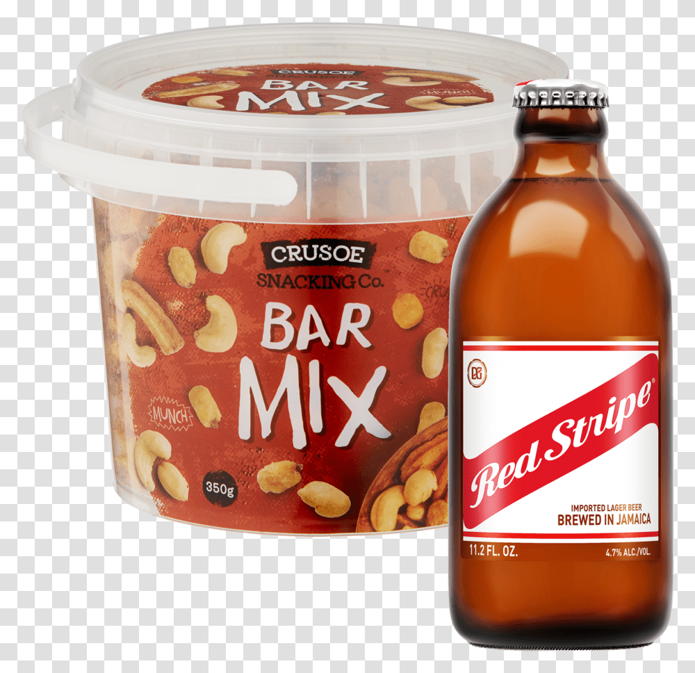 Red Stripe Amp Crusoe Lager And Nuts Bundle, Beverage, Drink, Beer, Alcohol Transparent Png