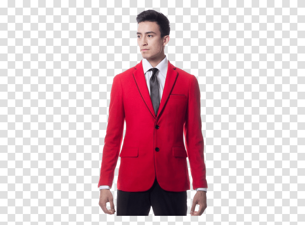 Red Suit Red Blazer, Apparel, Overcoat, Tie Transparent Png