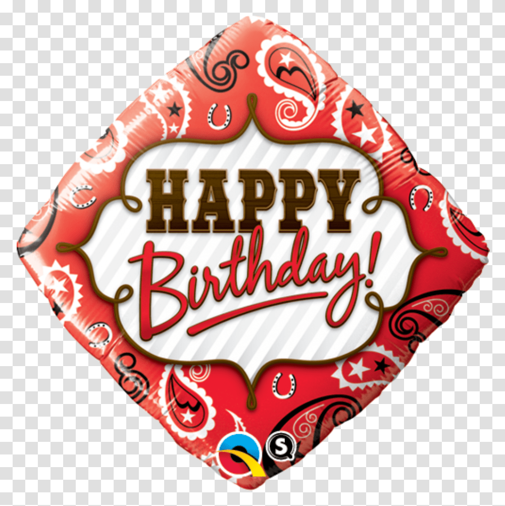 Red Swirls Happy Birthday Red Swirls Diamond Foil Happy Birthday Bandana, Label, Text, Logo, Symbol Transparent Png