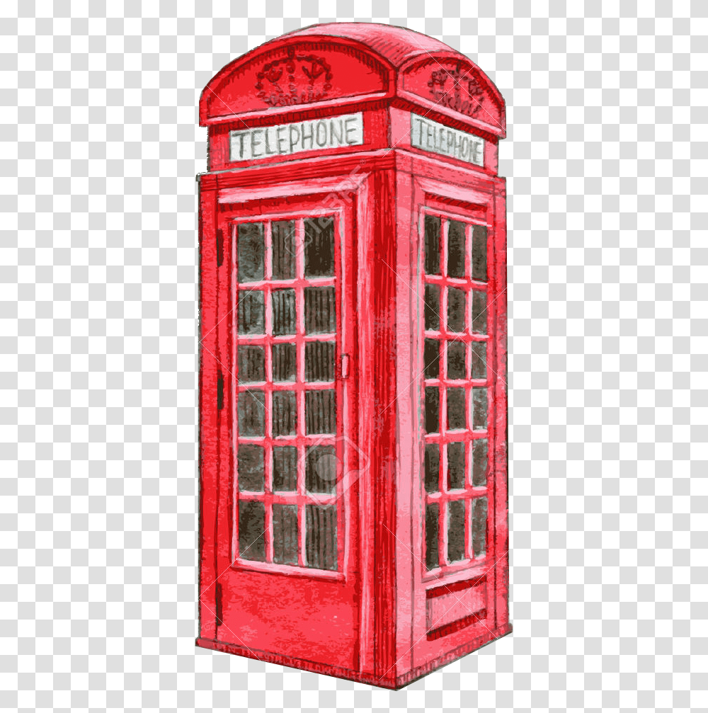 Red Telephone Booth Drawing Image Phone, Door Transparent Png