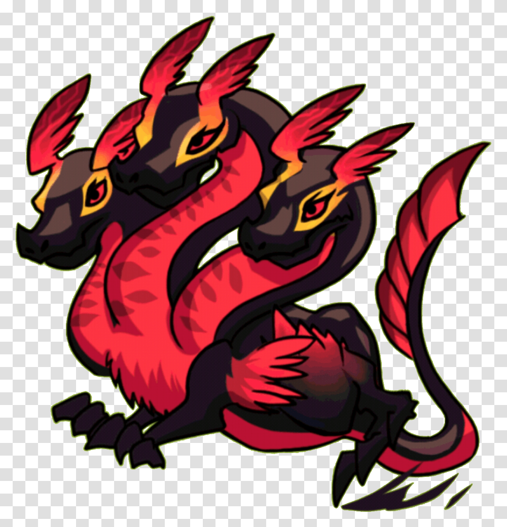 Red Three Headed Dragon, Painting Transparent Png