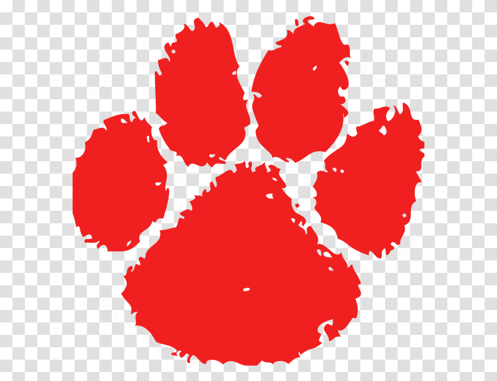 Red Tiger Paw Print Clip Art Orem High School Logo, Stain, Heart, Plant Transparent Png