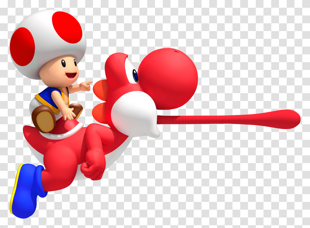 Red Toad On Red Yoshi New Super Mario Bros Wii Red Yoshi Transparent Png