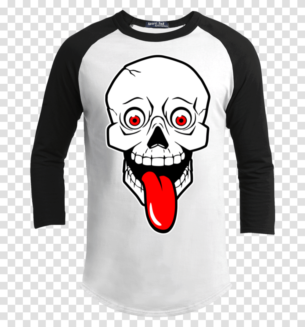 Red Tongue Skull 34 Long Sleeve T Shirt T Shirt, Apparel, Hoodie, Sweatshirt Transparent Png