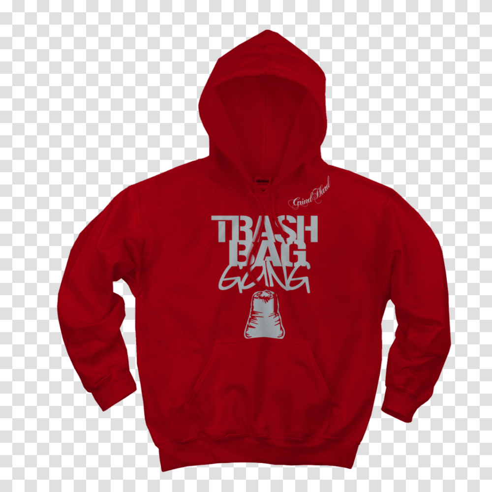 Red Trash Bag Gang Hoodie White Print Grind Hard, Apparel, Sweatshirt, Sweater Transparent Png