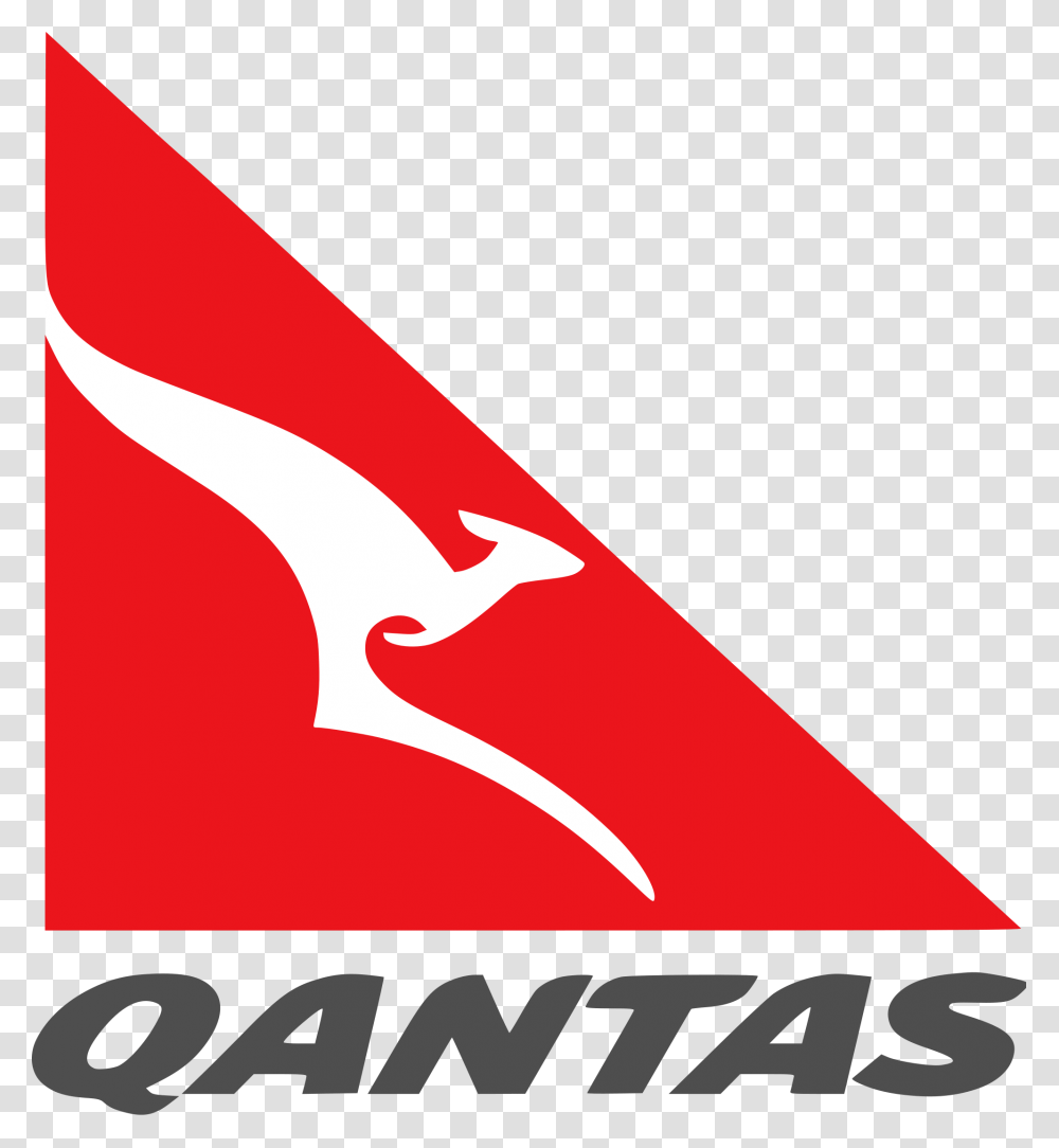Red Triangle Kangaroo Logo Qantas Logo, Symbol, Trademark, Flag, Emblem Transparent Png