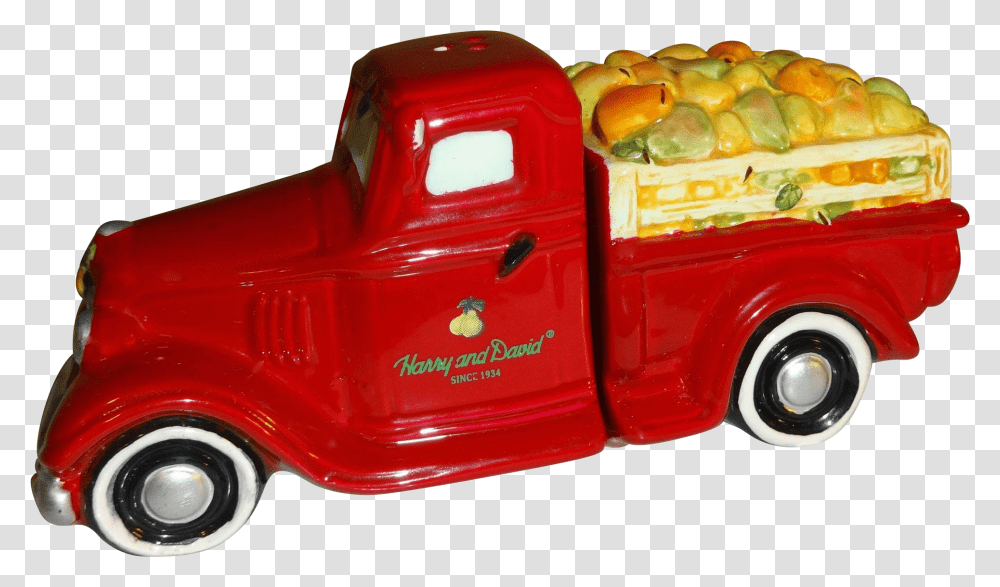 Red Truck Full Of Pears Salt And Pepper Shakers Pickup Truck, Plant, Fire Truck, Vehicle, Transportation Transparent Png
