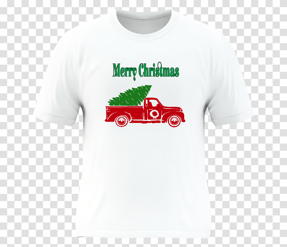Red Truck Merry Christmas Tee Cb, Clothing, Apparel, T-Shirt, Plant Transparent Png
