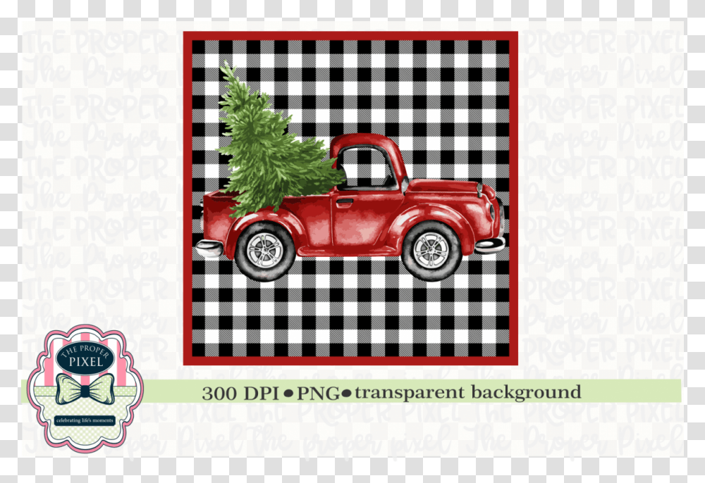 Red Truck With Christmas Tree Sublimation Printable Christmas Tree In Pickup Printable, Flyer, Poster, Paper, Advertisement Transparent Png