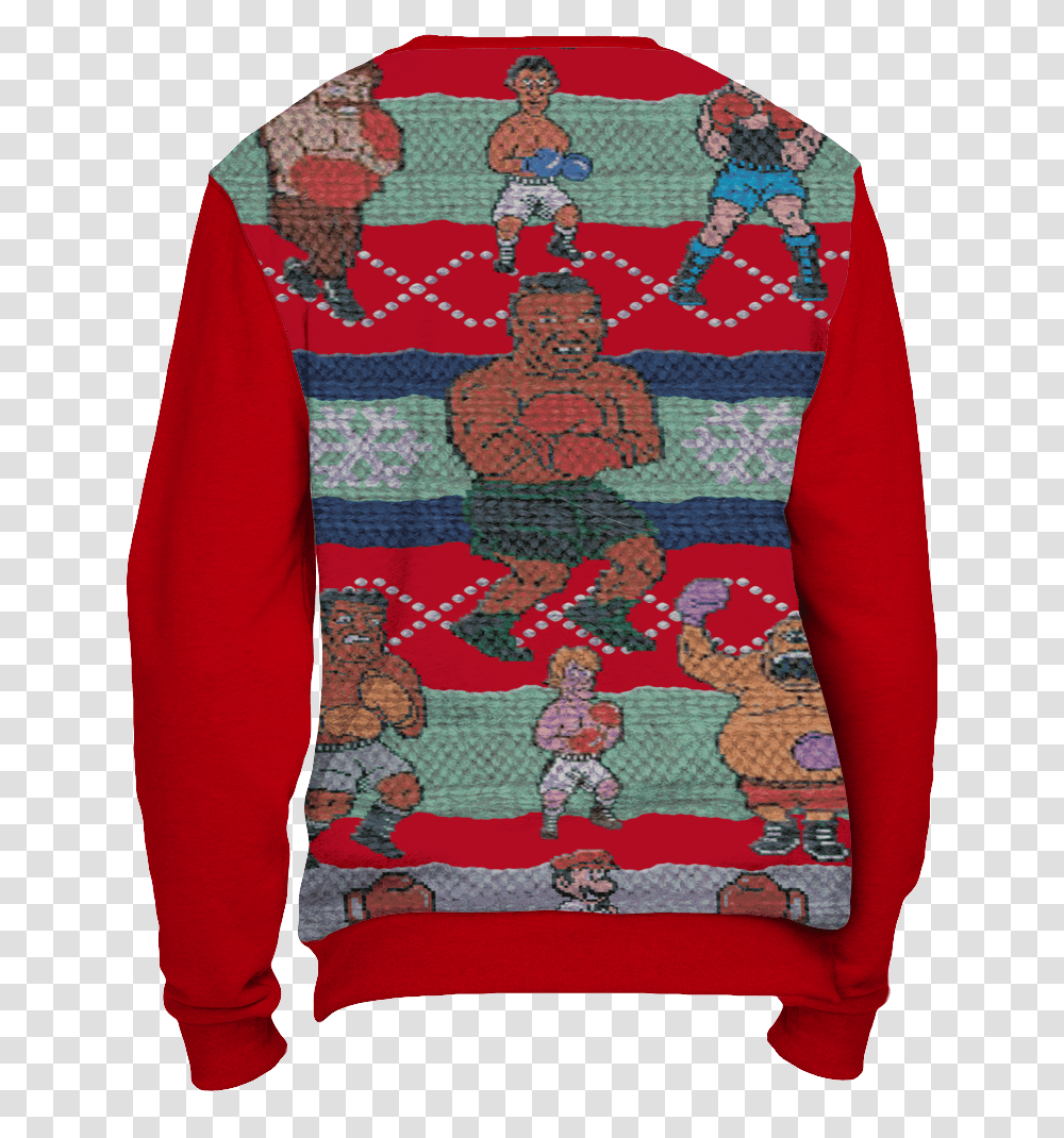 Red Tyson Punchout Inspired Ugly Christmas Sweatshirt Mike Tyson Punch Out Sweater, Sleeve, Long Sleeve, Person Transparent Png