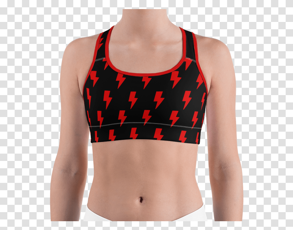 Red & Black Lightning Bolts Sports Bra Sports Bra, Clothing, Apparel, Lingerie, Underwear Transparent Png