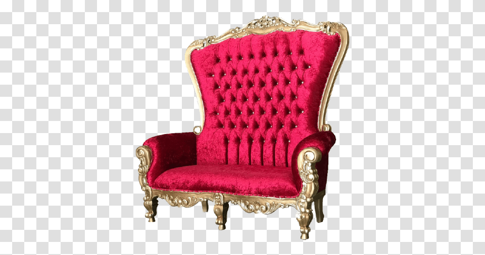 Red & Gold Double Throne Double Throne Chair Red, Furniture, Armchair, Purse, Handbag Transparent Png