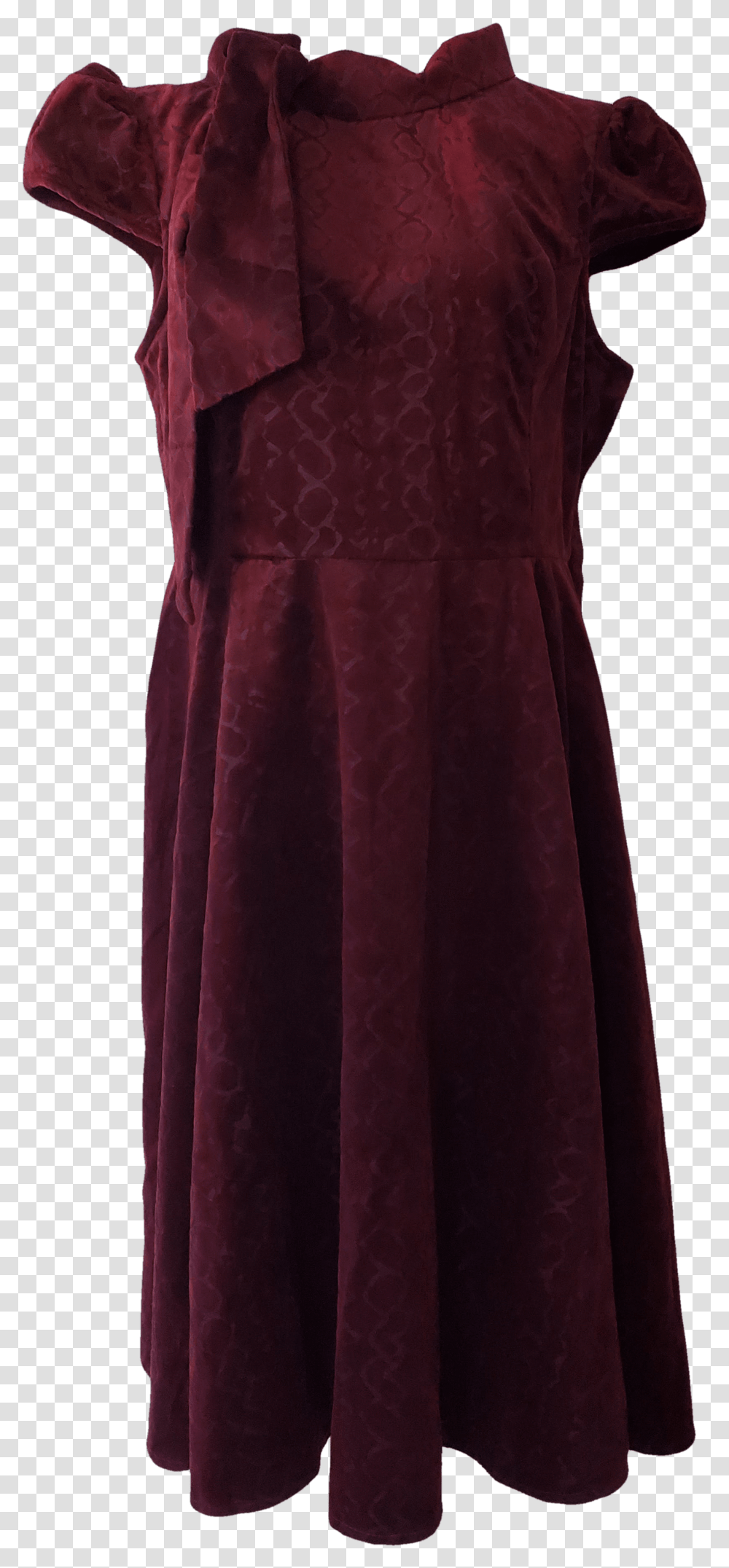 Red Velvet Pattern Dress With Tie Neck By Hearts And Gown, Apparel, Fashion, Cloak Transparent Png
