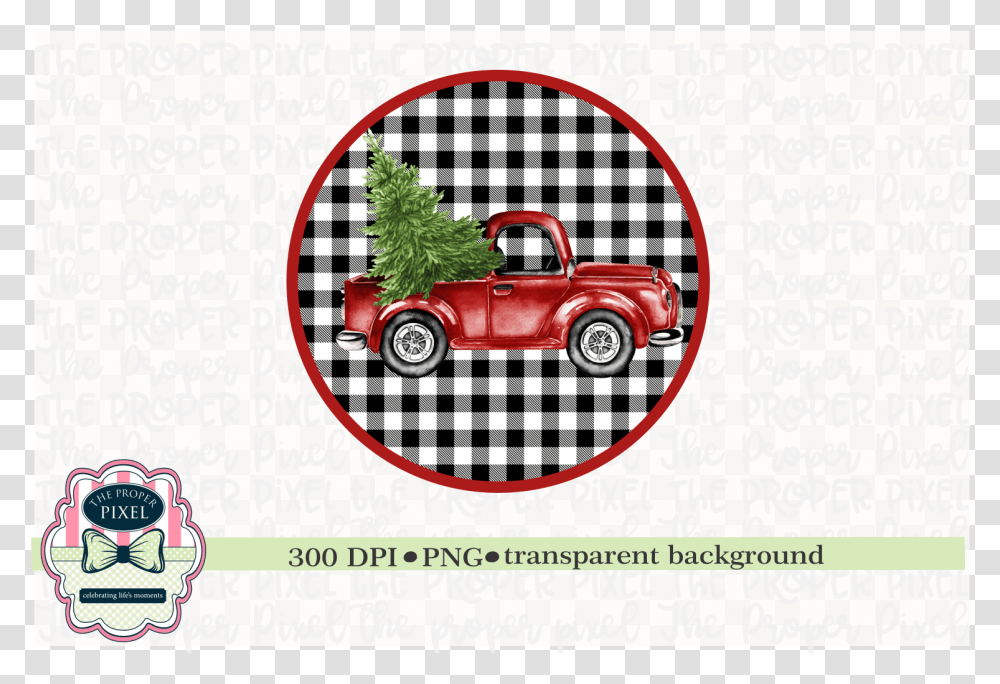 Red Vintage Truck With Christmas Tree Grade De Para Luminaria Industrial, Advertisement, Flyer, Poster, Paper Transparent Png