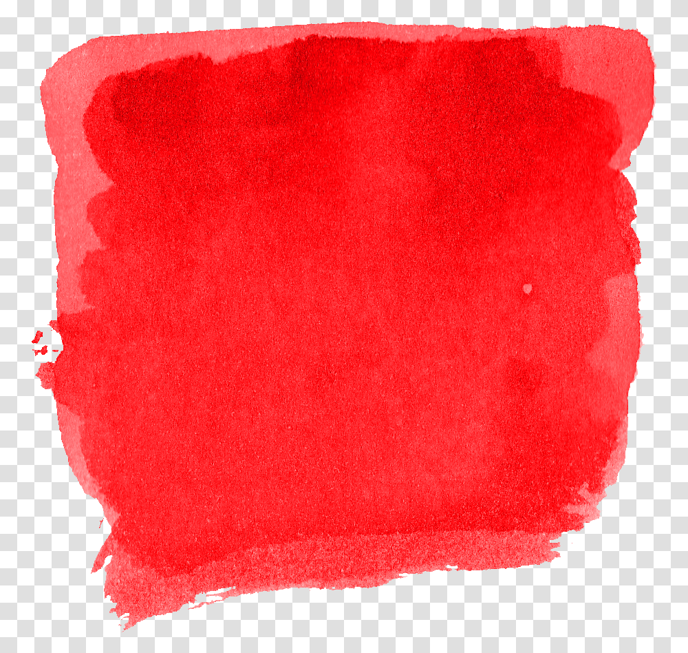 Red Watercolor Brush Stroke Square Watercolor Red Brush, Pillow, Cushion, Rug, Plant Transparent Png