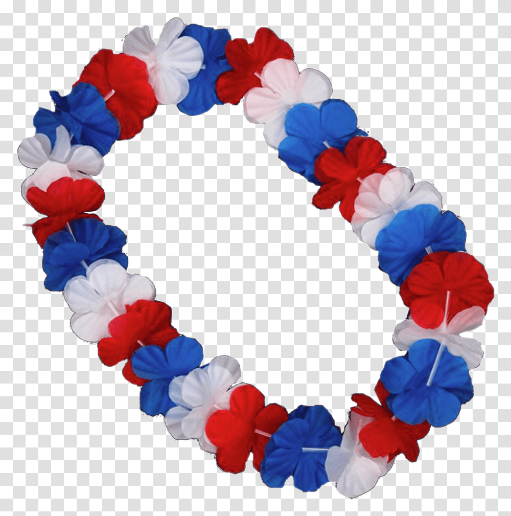 Red White And Blue Hawaiian Flower Necklace Hawaiian Flower Necklace, Plant, Blossom, Flower Arrangement, Ornament Transparent Png
