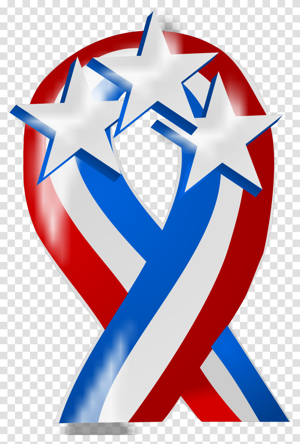 Red White And Blue Ribbon With Stars Svg Vector Vertical, Symbol, Star Symbol, Hook, Emblem Transparent Png