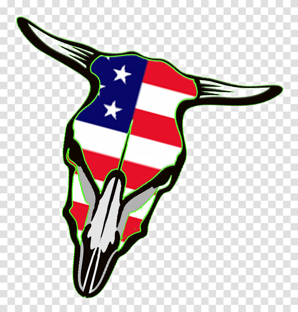 Red White Blue Bull Skull, Logo, Trademark, Emblem Transparent Png