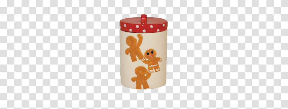 Red White Gingerbread Man Ceramic Cookie Jar, Cylinder, Food, Dessert, Toy Transparent Png
