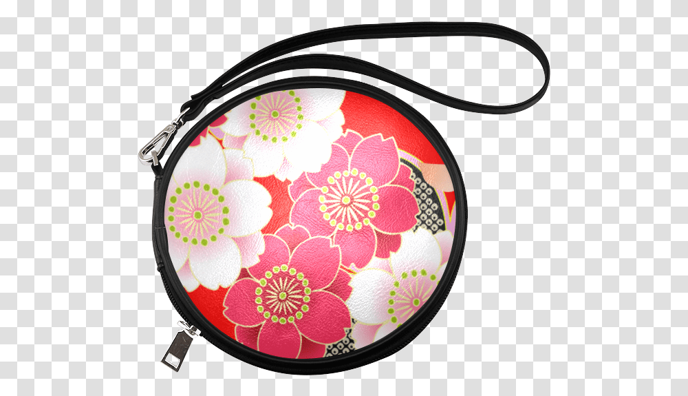Red White Japanese Kimono Pattern Round Makeup Bag Handbag, Purse, Accessories, Accessory, Cosmetics Transparent Png