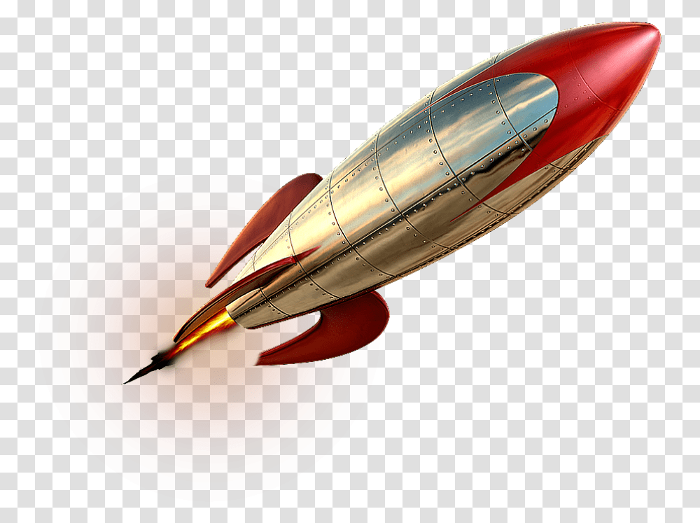 Red White Steel Rocket Image Rocket, Weapon, Weaponry, Vehicle, Transportation Transparent Png