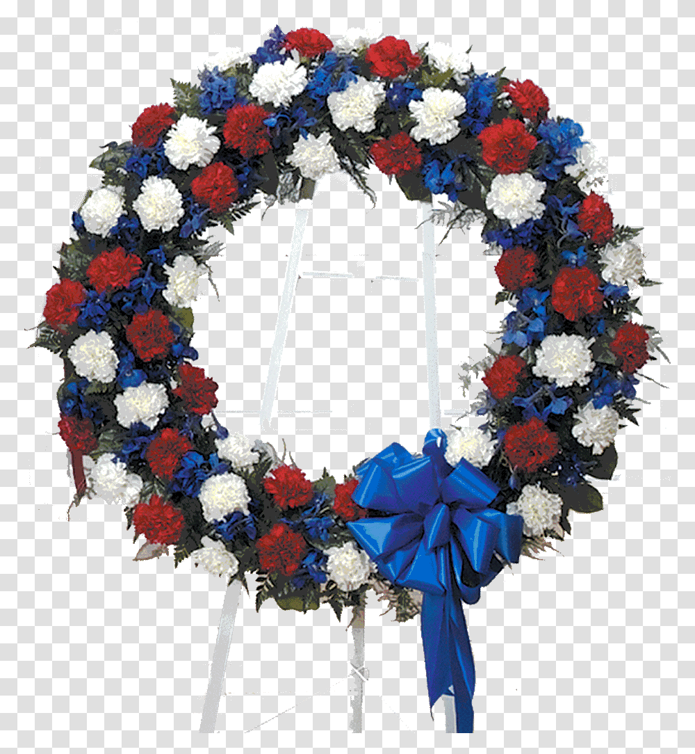 Red White & Blue Standing Wreath Red White Blue Wreath Transparent Png