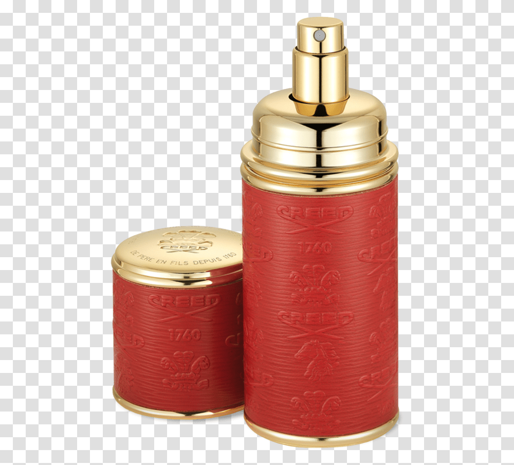 Red With Gold Trim Deluxe Atomizer Atomizer Creed Camel Silver, Bottle, Shaker, Milk, Beverage Transparent Png