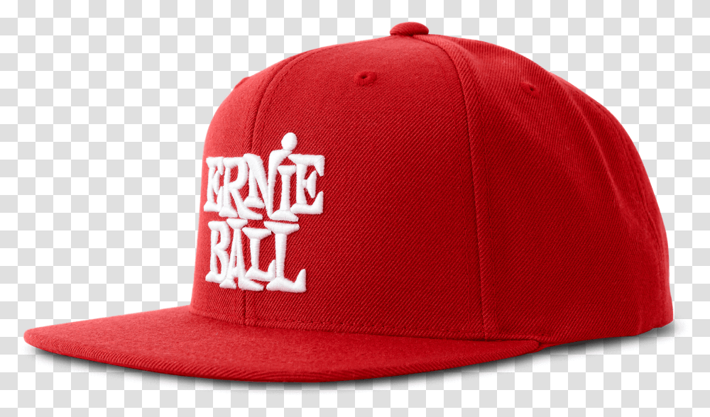 Red With White Stacked Ernie Ball Logo Hat Thumb, Apparel, Baseball Cap Transparent Png