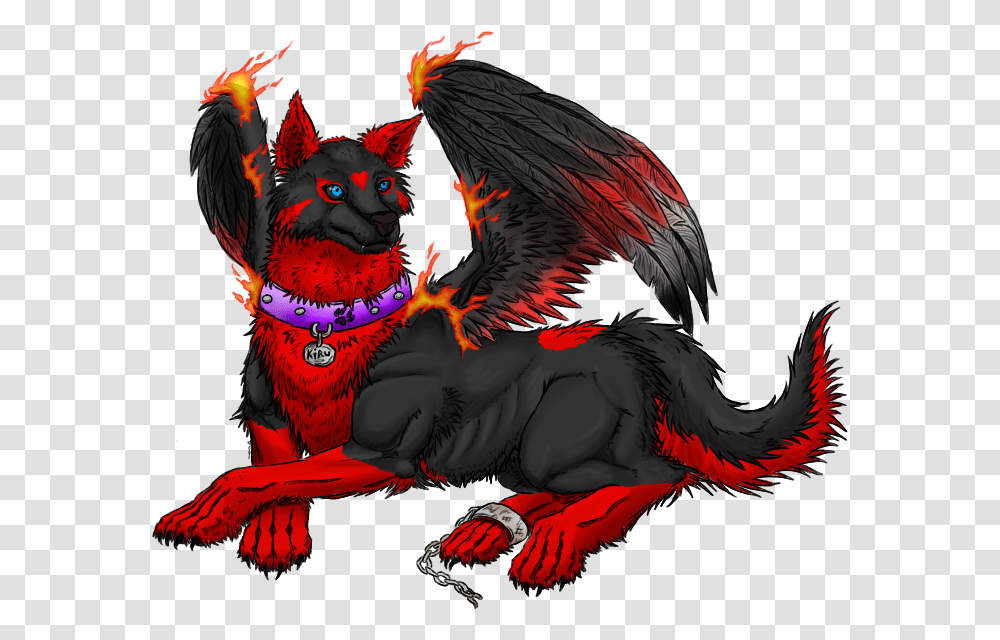 Red Wolf With Wings Cute Anime Wolf With Wings, Dragon, Chicken, Poultry, Fowl Transparent Png